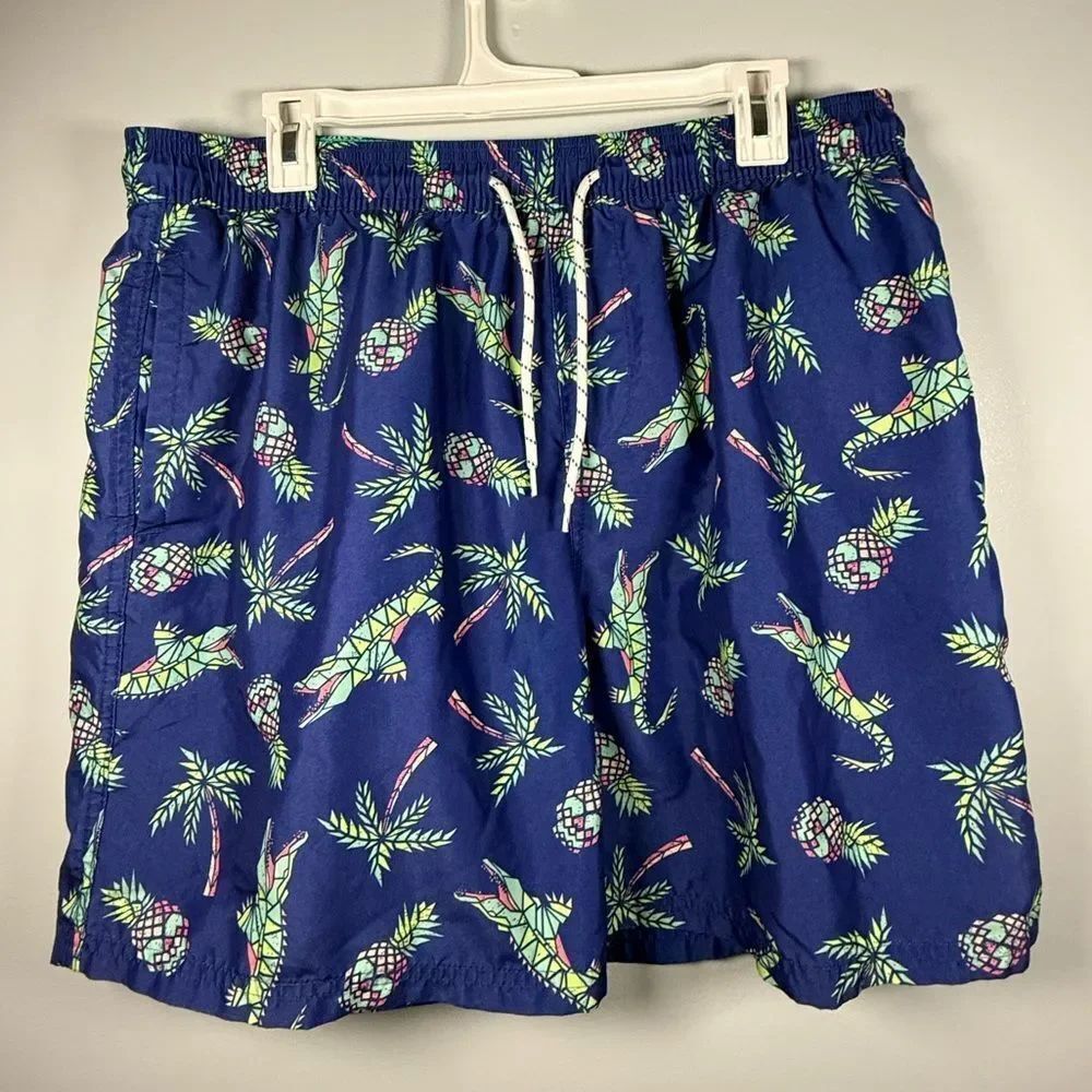 No Boundaries swim trunks Mens Large  (36-38) Tropical Print Elastic Waist